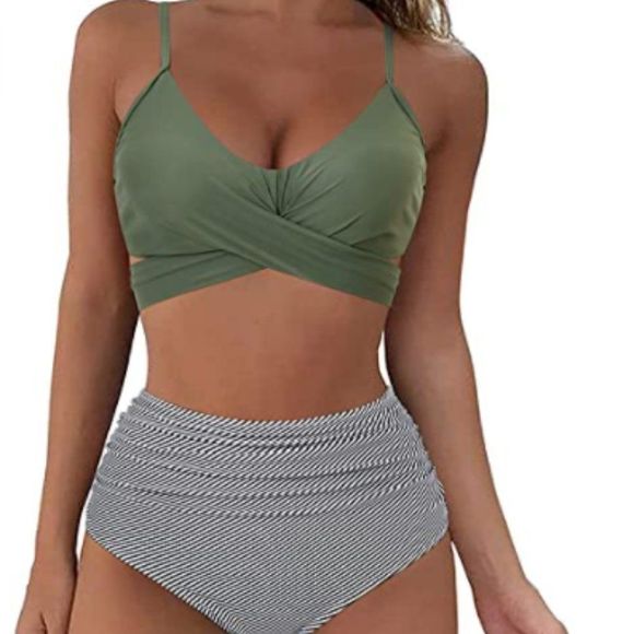 Women Push Up Waisted Wrap Bikini Set - Picture 1 of 8